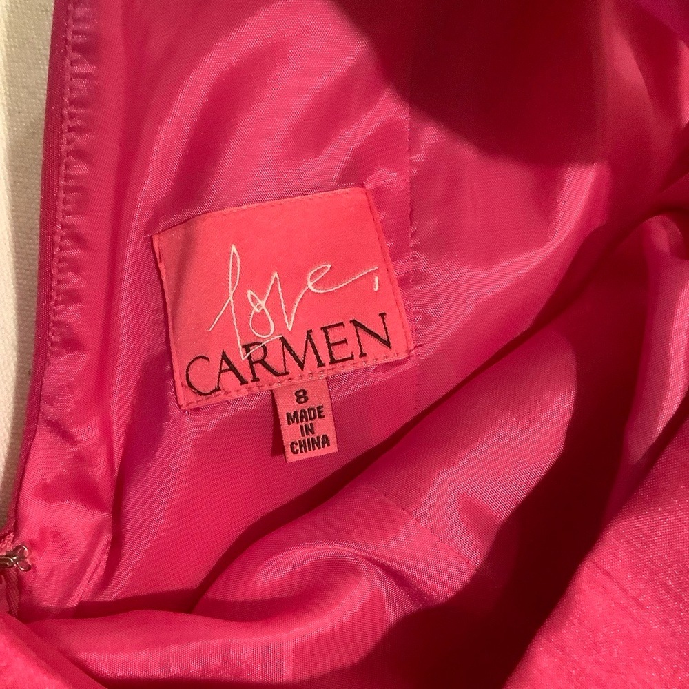 Love Carmen Hot Pink Black Sequins Dress Size 8 Valentine Party Cocktail Sparkle - Picture 6 of 6
